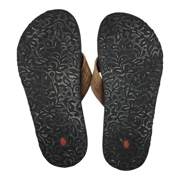 Teva Leather Sandals Womens 7 Brown Flip Flops Flats Casual Comfort Used - Picture 6 of 8